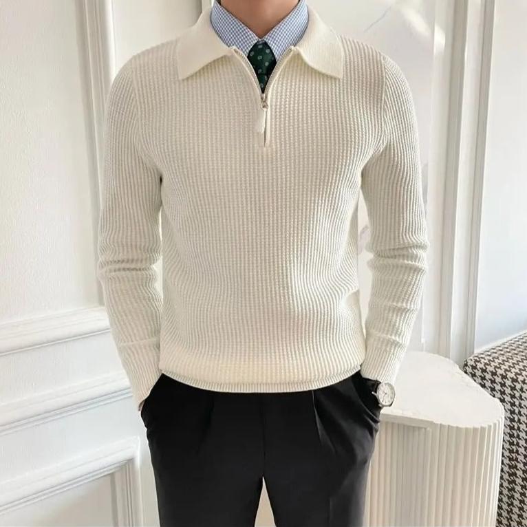 Sweter z dekoltem V na zamek