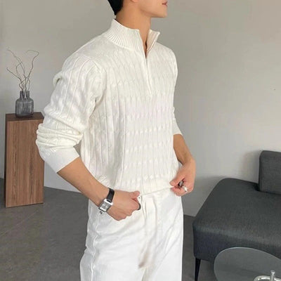 Żakardowy sweter na zamek