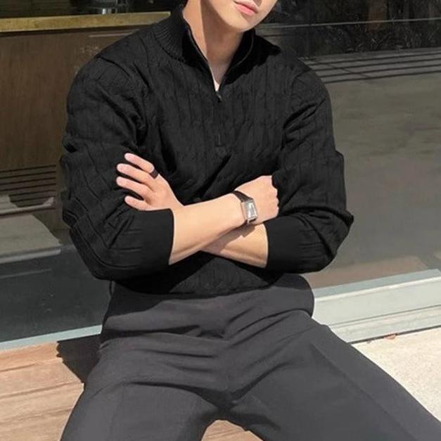 Żakardowy sweter na zamek